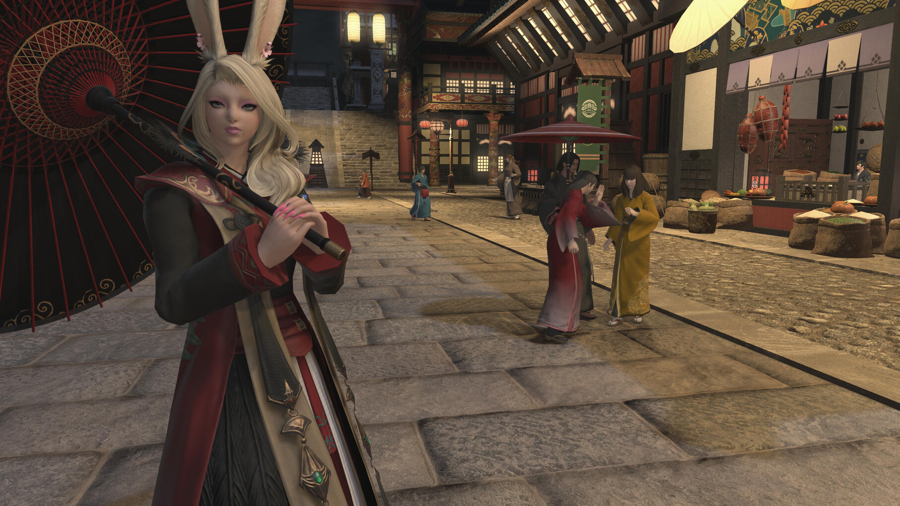 ''Kugane citizens gossip about the Chairwoman, being alive and well, and even being present at the market herself"